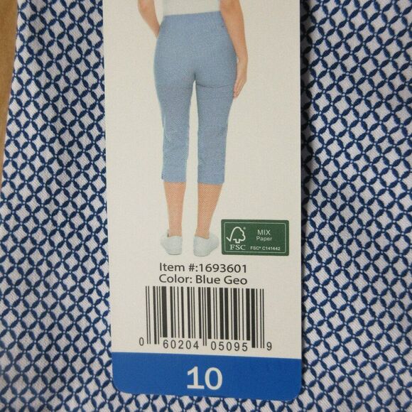 S.C. & CO. 360 Degree Tummy Control Capri Pants Sz 10 Blue Geo Print Skimmer NWT - Picture 5 of 13